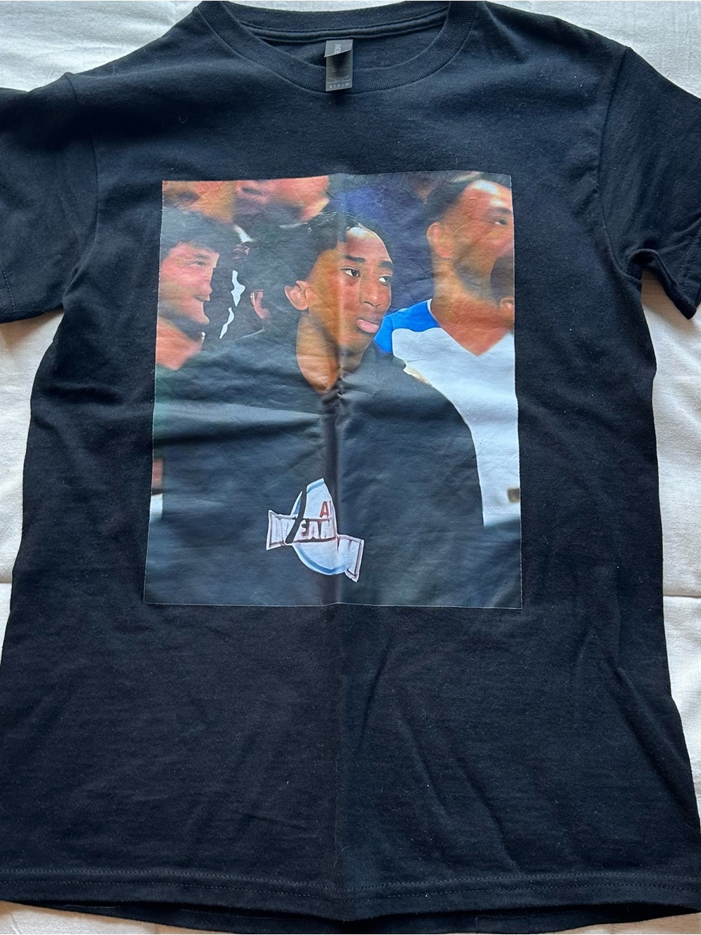 Black Graphic Men’s T-Shirt with Printed Photo Panel